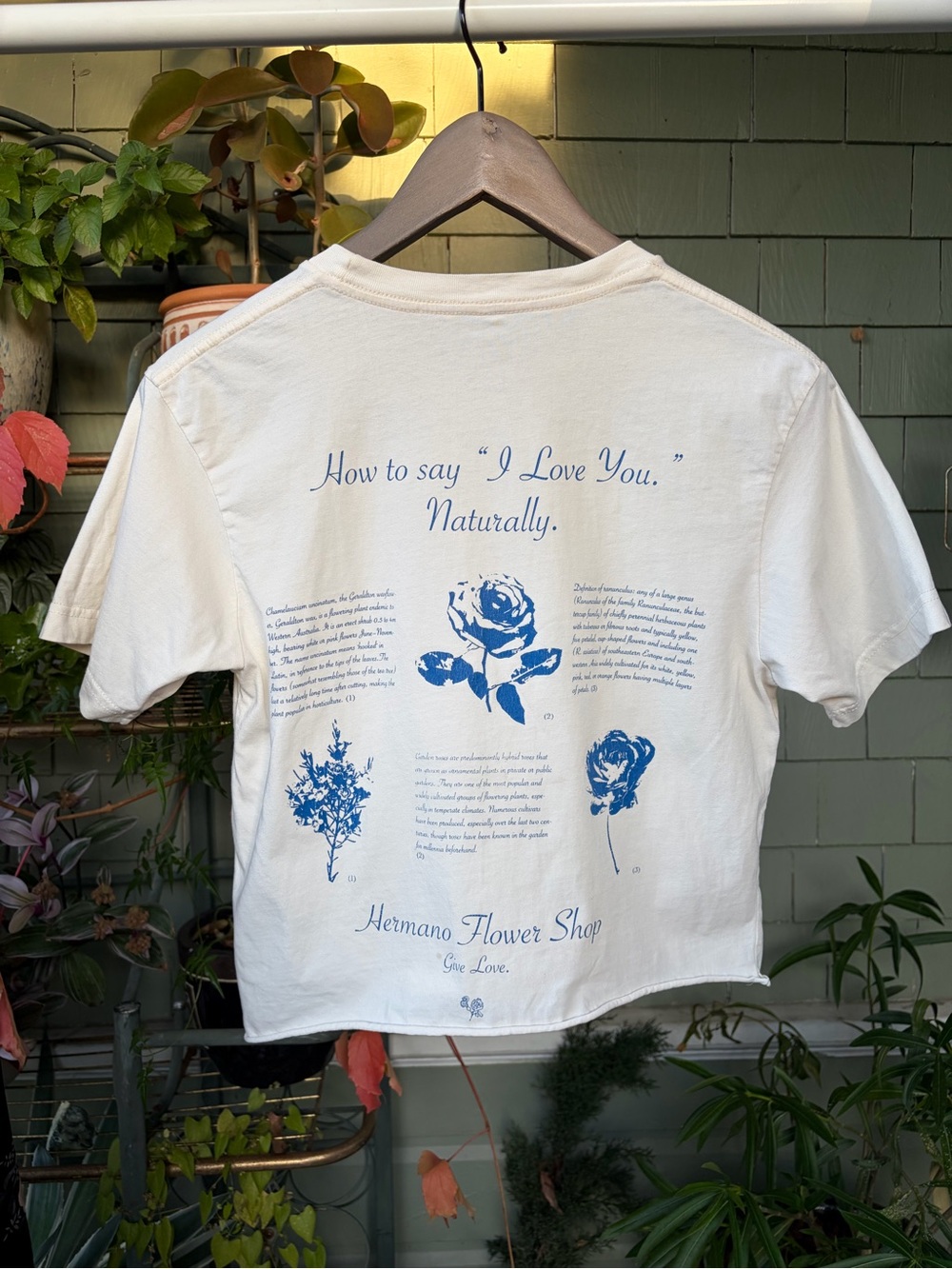 “I love you” blue floral t-shirt